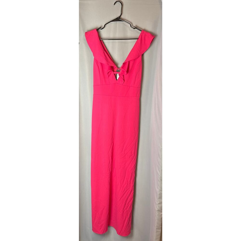 NWT Marina Maxi Dress Hot Pink Ruffle Sleeveless‎ Size 16